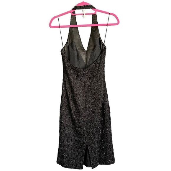 Y2K Rare Vintage Beaded Embroidered Carmen Marc Valvo Halter Cocktail Dress - Picture 8 of 15